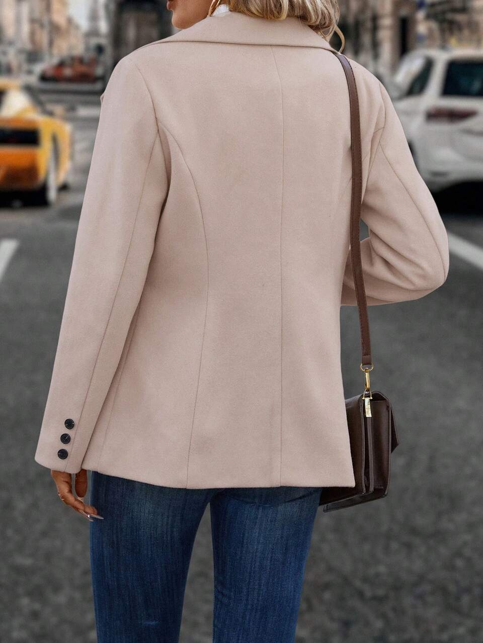 Lapel Neck Single Button Overcoat Fall Cloth For Women