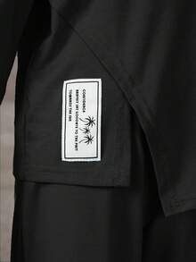 SHEIN 女小童標語圖案落肩T恤和褲子 - 黑色 - 查看 3