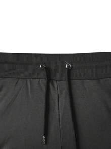 ROMWE MEN Street Life 男式闪电印花抽绳腰部翻盖口袋侧运动裤，学校