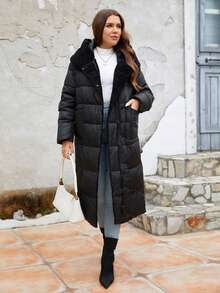 GASMAN 斜口袋连帽夹棉大衣 - 黑色 - 查看 6