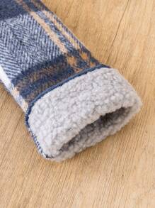 男嬰羊絨領口雙排釦毛絨內襯格紋花呢外套 - 彩色 - 查看 4