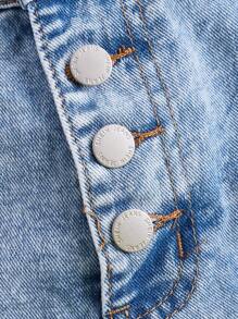 SHEIN MOD Plus Button Fly Denim Shorts - Light Wash - View 4