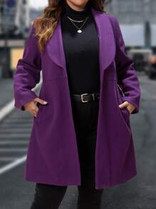 EMERY ROSE Talla grande Abrigo de cuello esmoquin - Morado - Ver 1