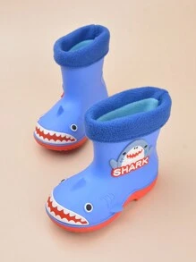 Boys' Blue Cartoon Animal Shark Fashionable Classic Personalized Simple Package Head Casual Rain Boots (pattern Random) - Blue - View 4
