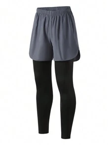 Manfinity Sport Corelite Nam 2 trong1 Khối màu Quần thể thao - Xám - Xem 1