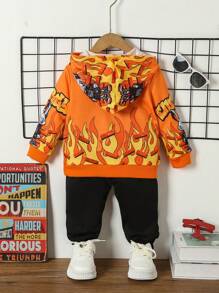 男嬰兔子&火圖案連帽衫和運動褲 - 彩色 - 查看 2