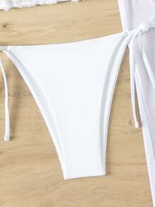 三角頸帶比基尼套裝，連海灘裙 - 白色 - 查看 7