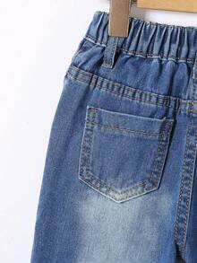 Cô Gái Trẻ Rửa thuốc tẩy Rách Frayed Quần legging thẳng - Rửa tối - Xem 3