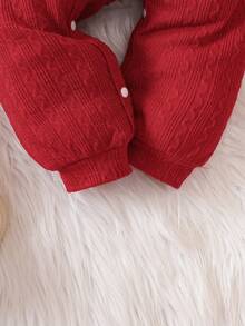 女嬰愛心和字母圖案荷葉邊連身褲 - 紅色 - 查看 7