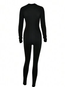 Kombinezon z długim rękawem, zapinany na zamek, seksowny, dopasowany, jednoczęściowy, damski, kombinezon, powrót do szkoły, jesień, ubrania damskie, Boże Narodzenie