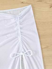 三角頸帶比基尼套裝，連海灘裙 - 白色 - 查看 6