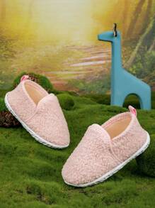 Baby's Comfortable Plush Slippers, Warm - Pink - View 1