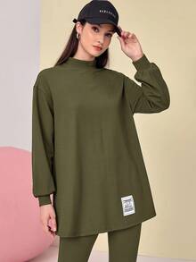 Mulvari 小高領落肩T恤和褲子 - 軍綠色 - 查看 5