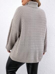 SHEIN CURVE+ Talla grande Jersey cuello alto de hombros caídos