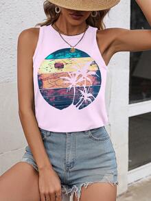 Breezaya Top tank con estampado tropical - Rosa - Ver 5
