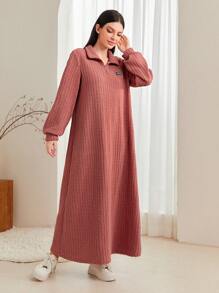 Graceveil 女式字母装饰领口运动衫连衣裙、长袖上衣、简约套头衫秋季服装 - 西瓜粉 - 查看 4