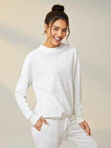 Lifespree Solid Drop Shoulder Sports Sweatshirt - Multicolor - View 4