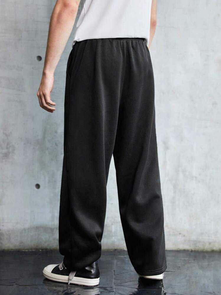 Manfinity RebelGame Men Cross Print Drawstring Waist Sweatpants - Black - View 2