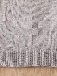 SHEIN 女小童動物補丁貼高領麻花編織毛衣洋裝 - 灰色 - 查看 5