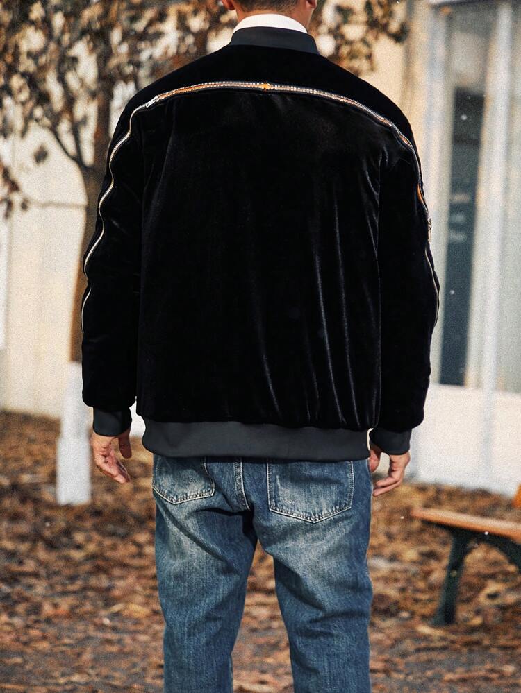 Men Plus Size Zip Up Bomber Padded Coat