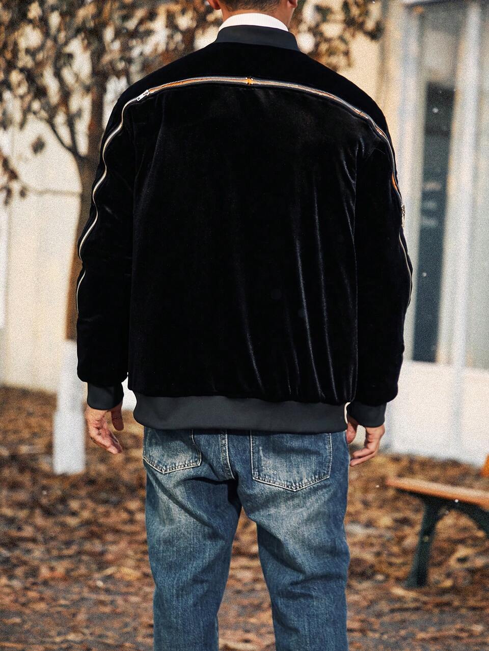 Men Plus Size Zip Up Bomber Padded Coat