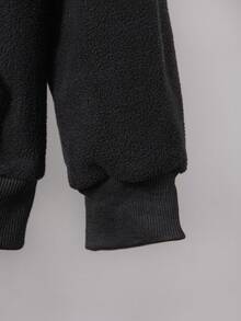 Teen Boy Zip Up Hooded Fleece Jacket Without Tee - Black - View 4