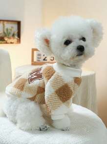 PETSIN 1 quần áo cho thú cưng dành cho chó và mèo, mùa thu và mùa đông mới, lót nhiệt, ấm áp, lông cừu, áo nỉ cổ tròn màu cà phê sữa, áo hoodie cho thú cưng - Nhiều màu - Xem 3