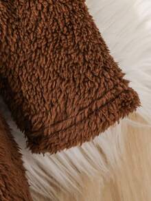 Baby Girl Ruffle Hem Hooded Belted Fuzzy Coat - Multicolor - View 5