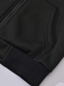 SHEIN 少女星形印花拉链卫衣 - 黑色 - 查看 6