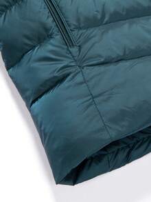 男士拉鏈開襟連帽羽絨服 - 墨綠色 - 查看 5