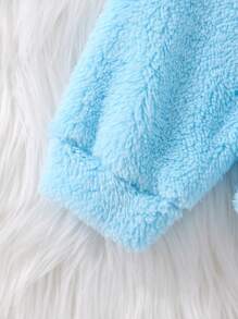 SHEIN Young Girl Letter Embroidery Teddy Hoodie & Pants & Bag