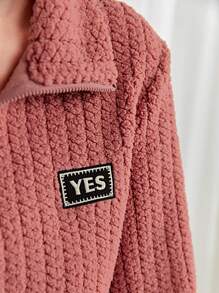 Graceveil 女式字母装饰领口运动衫连衣裙、长袖上衣、简约套头衫秋季服装 - 西瓜粉 - 查看 5