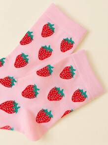 In de mode Halfhoge sokken Met Aardbei Jacquardpatroon