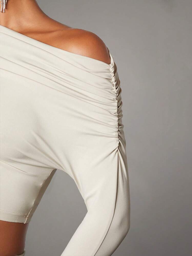 SHEIN BAE צוואר אסימטרי טופים קצרים & חצאית עפרון - משמש - ראה 6