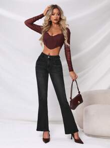 SHEIN Privé Hoge taille Jeans met brede pijpen