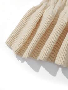 SHEIN LUNE Hơn tay áo lá sen Xù Hoa Sen Đầm Áo len - Màu be - Xem 4