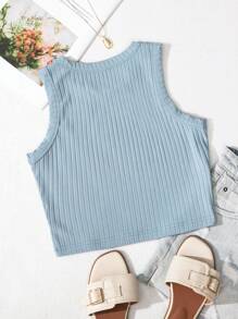 SHEIN Essnce Eye Print Ribbed Knit Tank Top