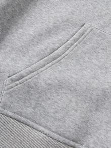 男士纯色袋鼠口袋运动卫衣 - 灰色 - 查看 3