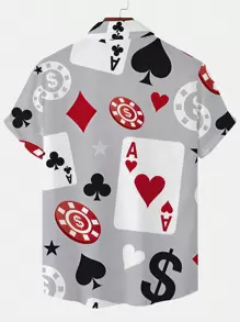 Manfinity Dauomo Men Playing Card Print Shirt - Multicolor - View 2