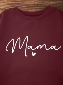 INAWLY 冬季加字母图案保暖内衬运动衫 - 酒紅色 - 查看 5