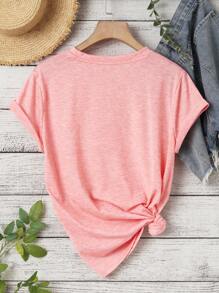 INAWLY Plus Slogan Graphic Tee BEING A GRANDMA DOESN'T MAKE ME OLD IT MAKES ME Women Graphic Tee Top For Summer - Coral Pink - View 2