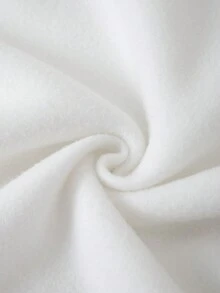 SHEIN EZwear 字母圖案加絨內裏運動衫 - 白色 - 查看 4