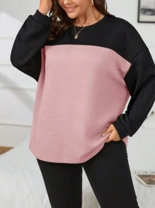 SHEIN Essnce Hơn Hai âm Thả vai Áo nỉ - Bụi hồng - Xem 4