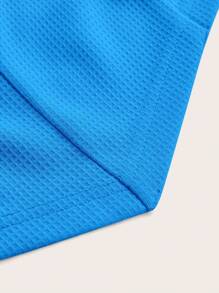 SHEIN EZwear Plus Size Cut Out Front Drawstring Sweatshirt - Blue - View 3