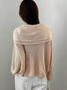 DAZY Solid Drop Shoulder Sweater With Scarf Fall