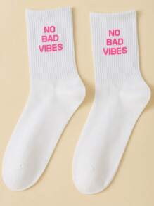 Fashionable Mid-calf Socks With Letter Pattern