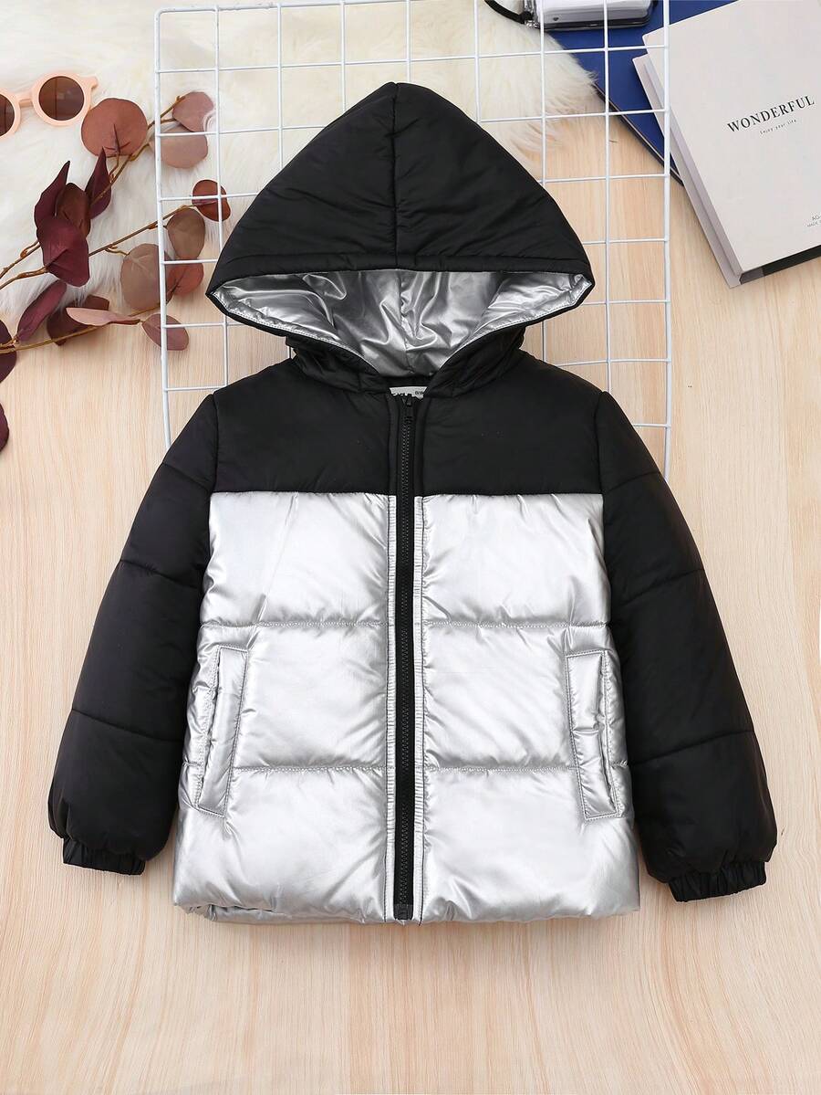 SHEIN 男童双色连帽棉服大衣 - 彩色 - 查看 1