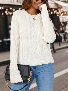 SHEIN Frenchy Jersey tejido de cable de hombros caídos
