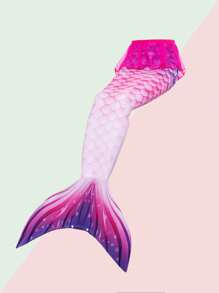 Young Girl Layered Ruffle Bikini Set With Mermaid Tail Design Skirt Summer Beach