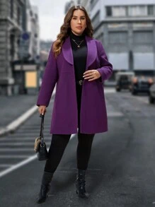 EMERY ROSE Talla grande Abrigo de cuello esmoquin - Morado - Ver 5